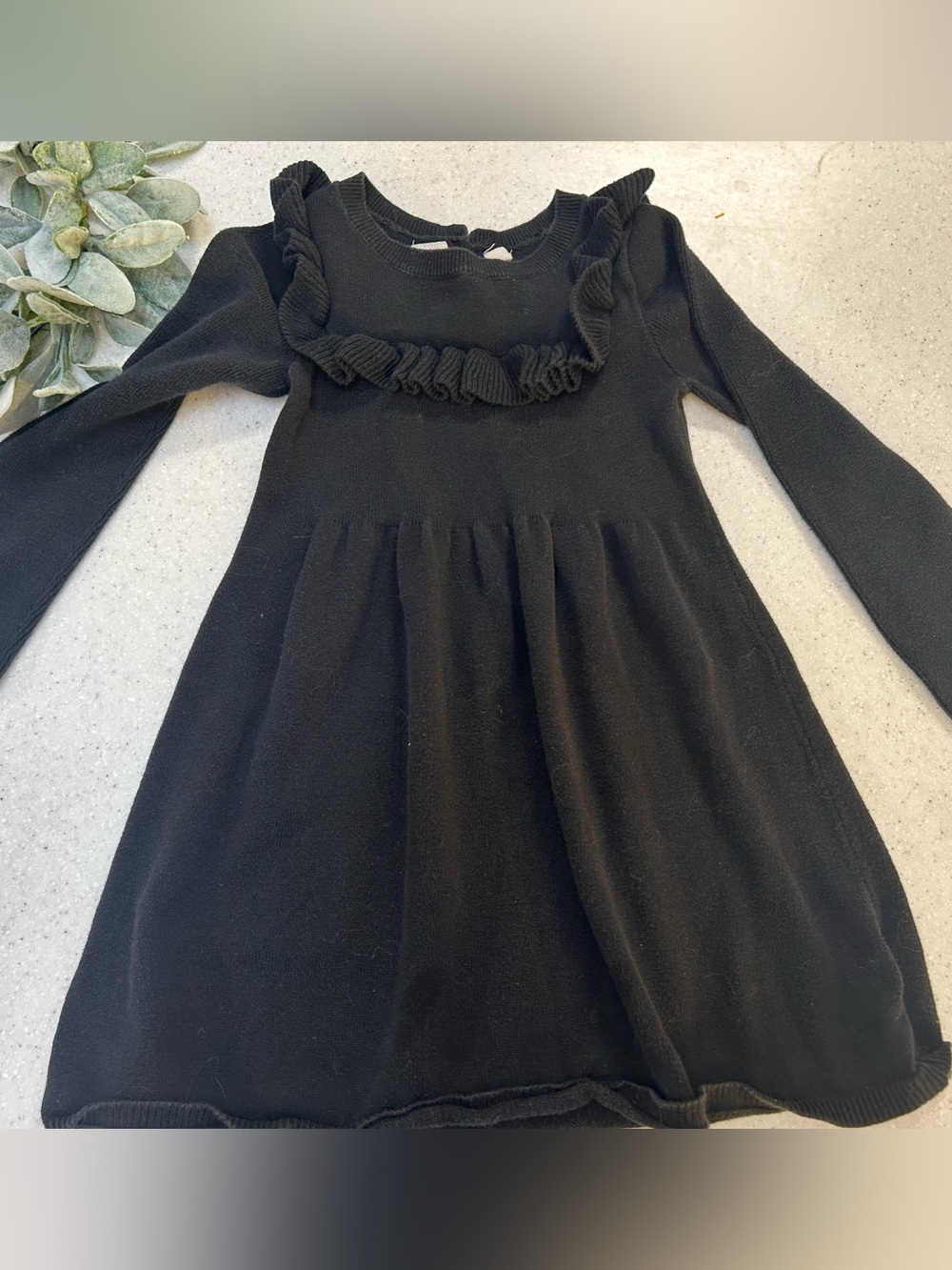 Baby Gap Black Ruffle Sweater Dress Long Sleeve Girls Size 4T